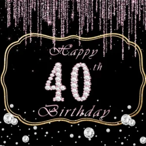 Toile de fond Anniversaire 40e Année Ballon Doré Rose Scintillant RR12-76