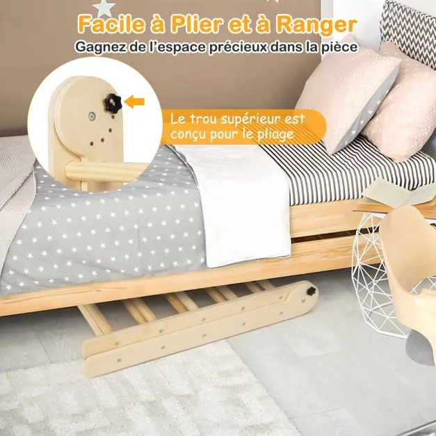 Triangle d’escalade montessori pliable avec rampe deux fois face échelle triangulaire avec hauteur réglable pour 3 ans+ na...