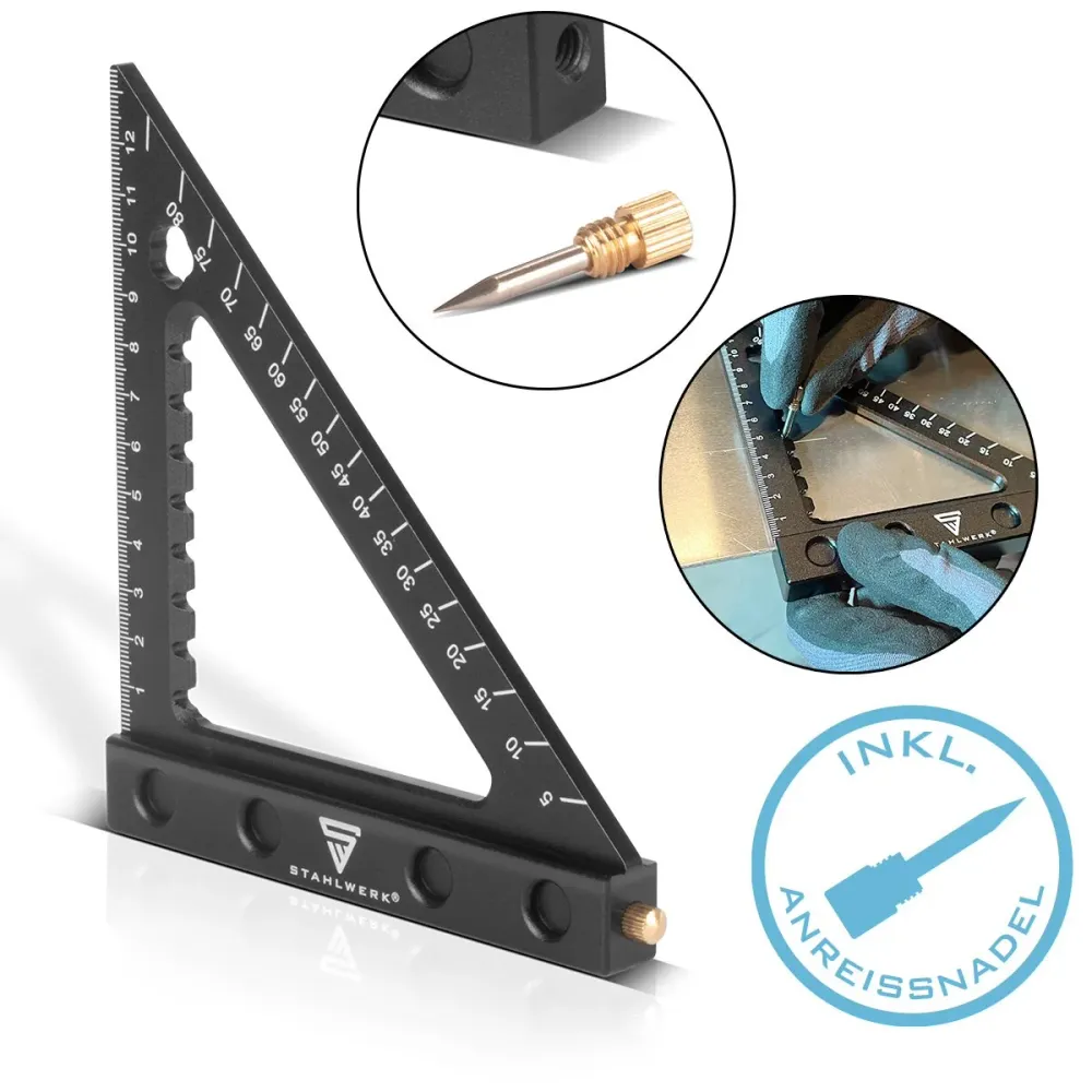 Triangle de winkeld Steelworks avec arrêt et marquage d'aiguille métrique angle d'aluminium-angelline | Triangle d'angle M...