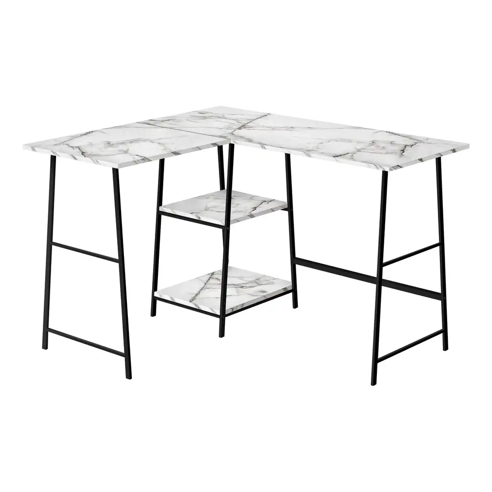 Bureau D'Ordinateur - 48"L / Dessus Blanc / Coin Métallique Blanc