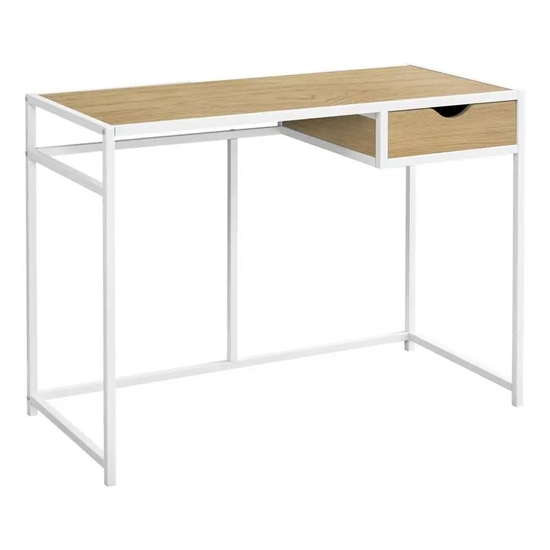 Professionnel Haute Capacité Bureau D'Ordinateur - 42"L / Naturel / MéTal Blanc