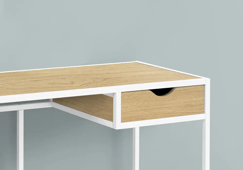Professionnel Haute Capacité Bureau D'Ordinateur - 42"L / Naturel / MéTal Blanc