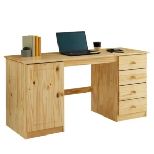 Range-câbles Bureau divers rangements pin massif vernis naturel