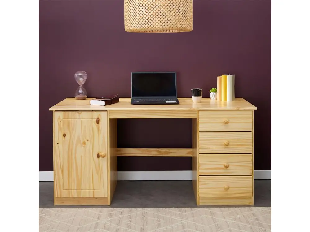 Range-câbles Bureau divers rangements pin massif vernis naturel