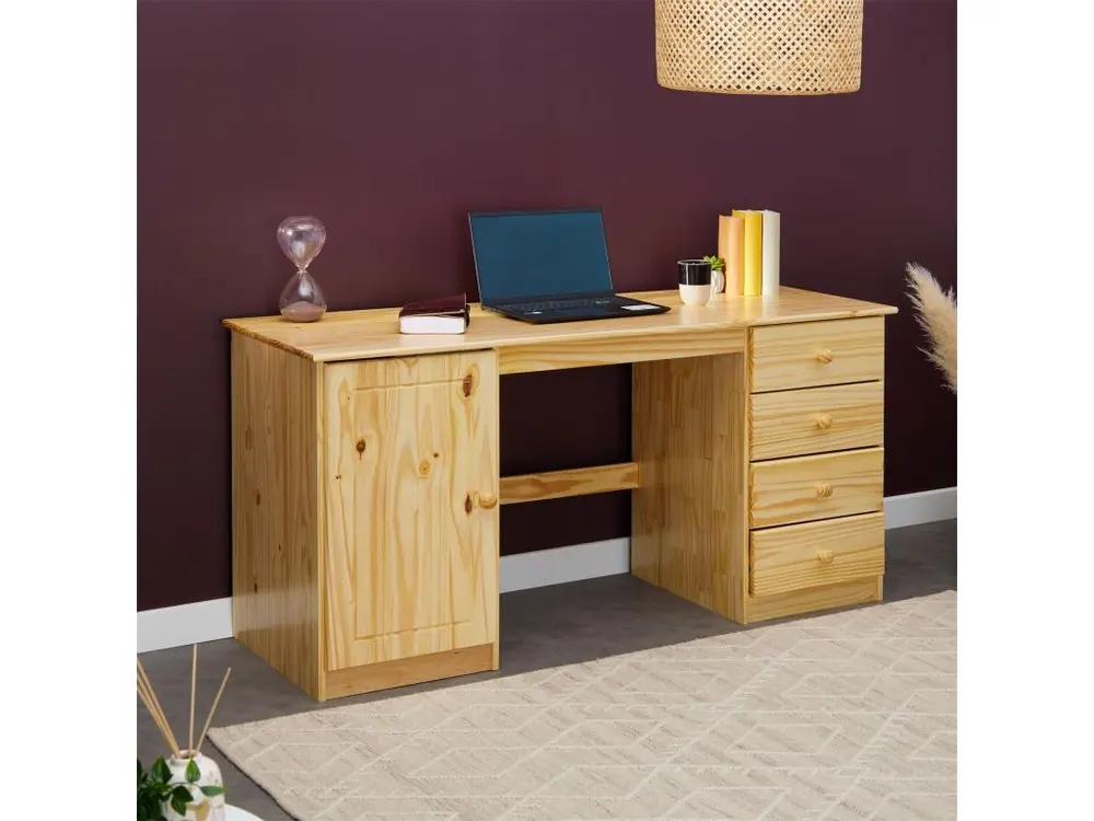 Range-câbles Bureau divers rangements pin massif vernis naturel