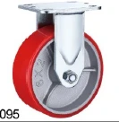ROUE FONTE PU FIXE 200 ROUGE avec capuchon de sécurité