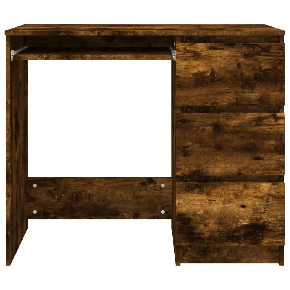 Bureau table poste de travail meuble d'ordinateur informatique étude chêne fumé 90 x 45 x 76 cm bois d'ingénierie brun 02_...