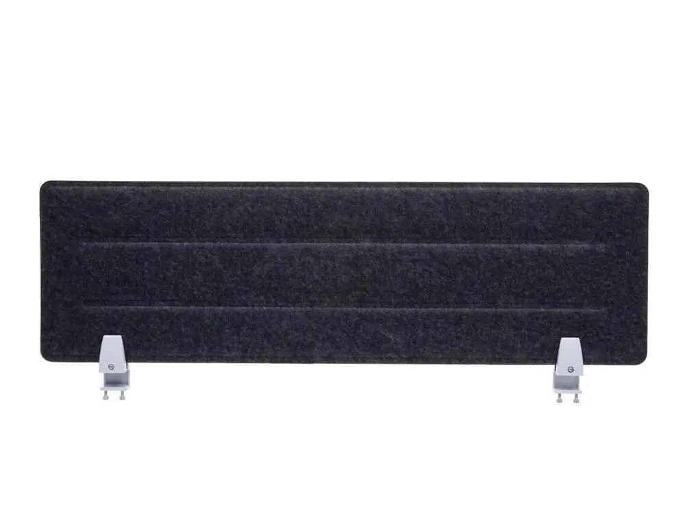 Cloison de table HWC-G76, panneau d'affichage de bureau, avec clips, tissu avec gaufrage - 100x30cm noir