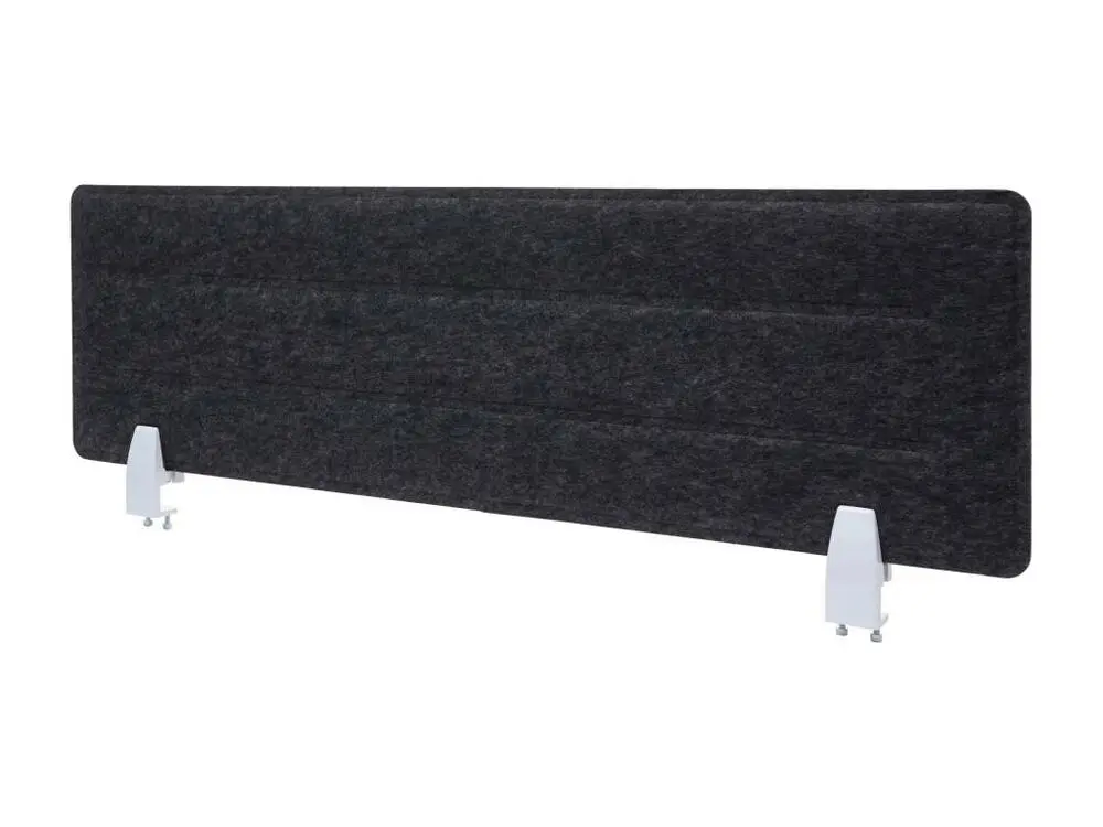 Cloison de table HWC-G76, panneau d'affichage de bureau, avec clips, tissu avec gaufrage - 100x30cm noir