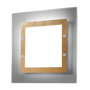 FLORENCE Plafonnier, 2X E27, max 42W, métal/verre, feuille d'or, 40x40cm