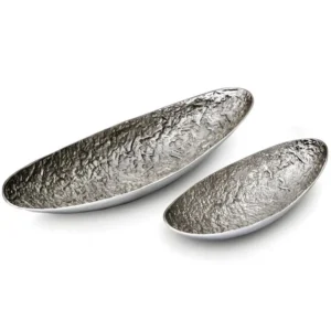 Lot de 2 Plateaux de Présentation "Barque" 76cm Argent