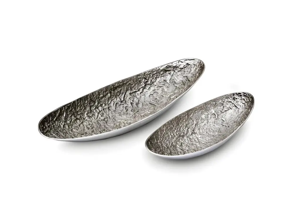 Lot de 2 Plateaux de Présentation "Barque" 76cm Argent