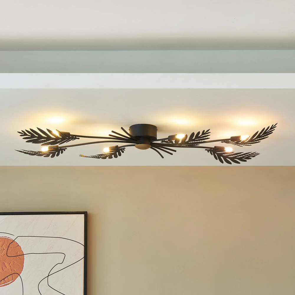 Lucande plafonnier Aparas avec décor de feuilles