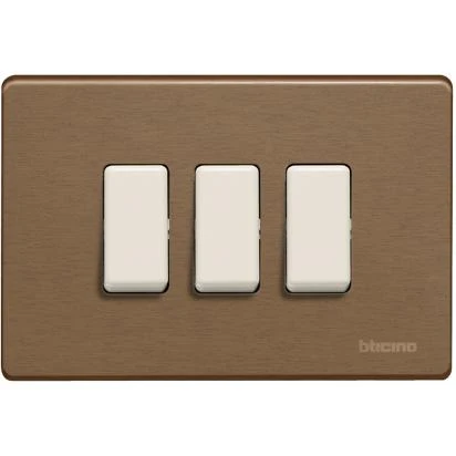 PLACCA 3 POSTI ALLUMINIO COLOR BRONZO MAGIC BTICINO 503/3/BR