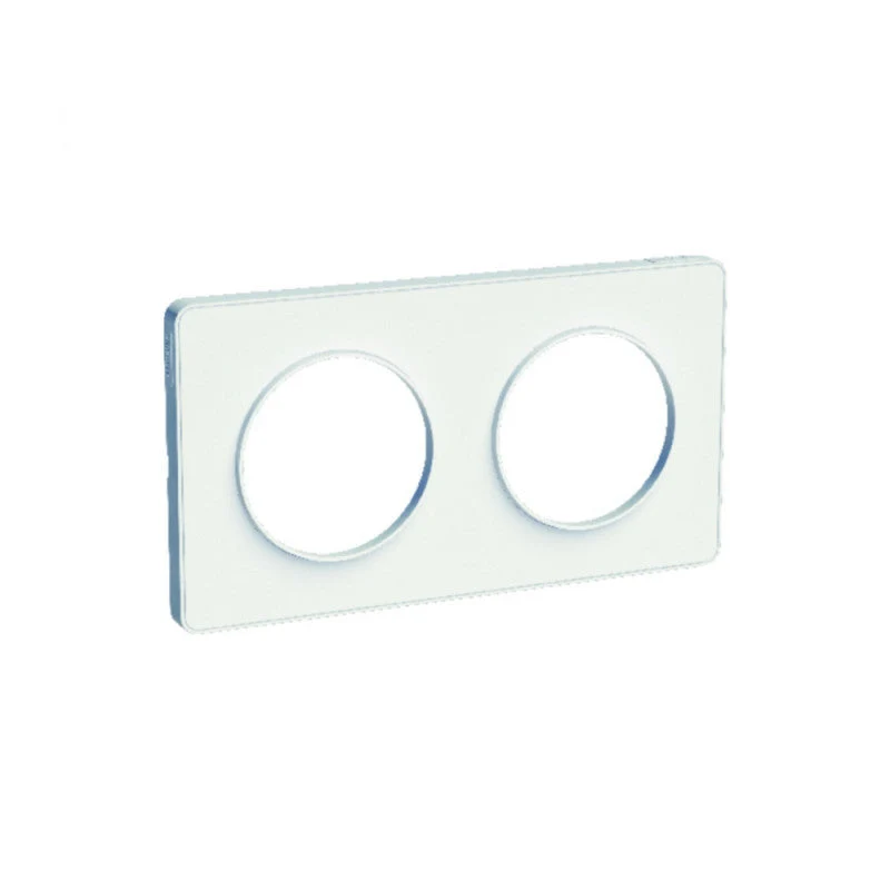 Plaque de finition clipsable SCHNEIDER touch S520804KW - 2 postes - entraxes Ø 71 mm - blanc