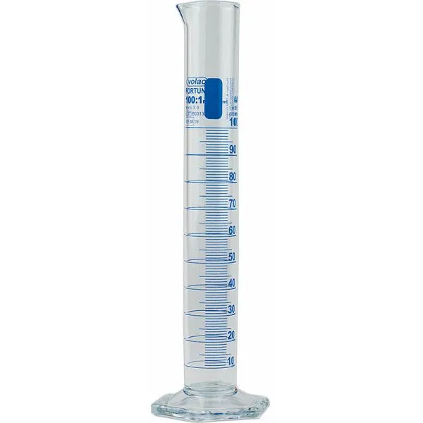 Éprouvette graduée Poulten &amp; Graf VOLAC FORTUNA 1000ml : 100ml base hexagonale avec certificat individuel UE : 2 p...