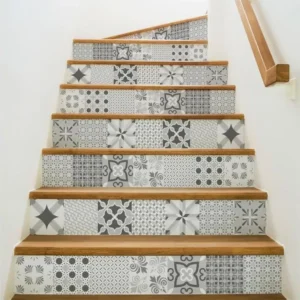 Stickers adhésifs escalier carrelages contremarche - NUANCE DE GRIS ROMANTIQUE - 25x87.5cm