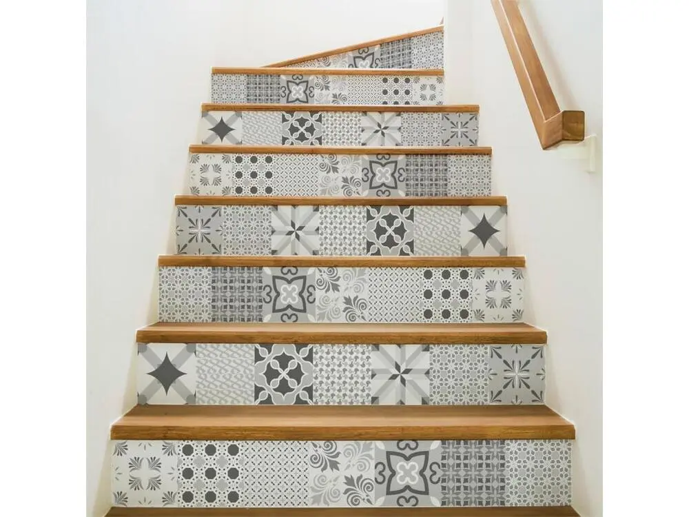 Stickers adhésifs escalier carrelages contremarche - NUANCE DE GRIS ROMANTIQUE - 25x87.5cm