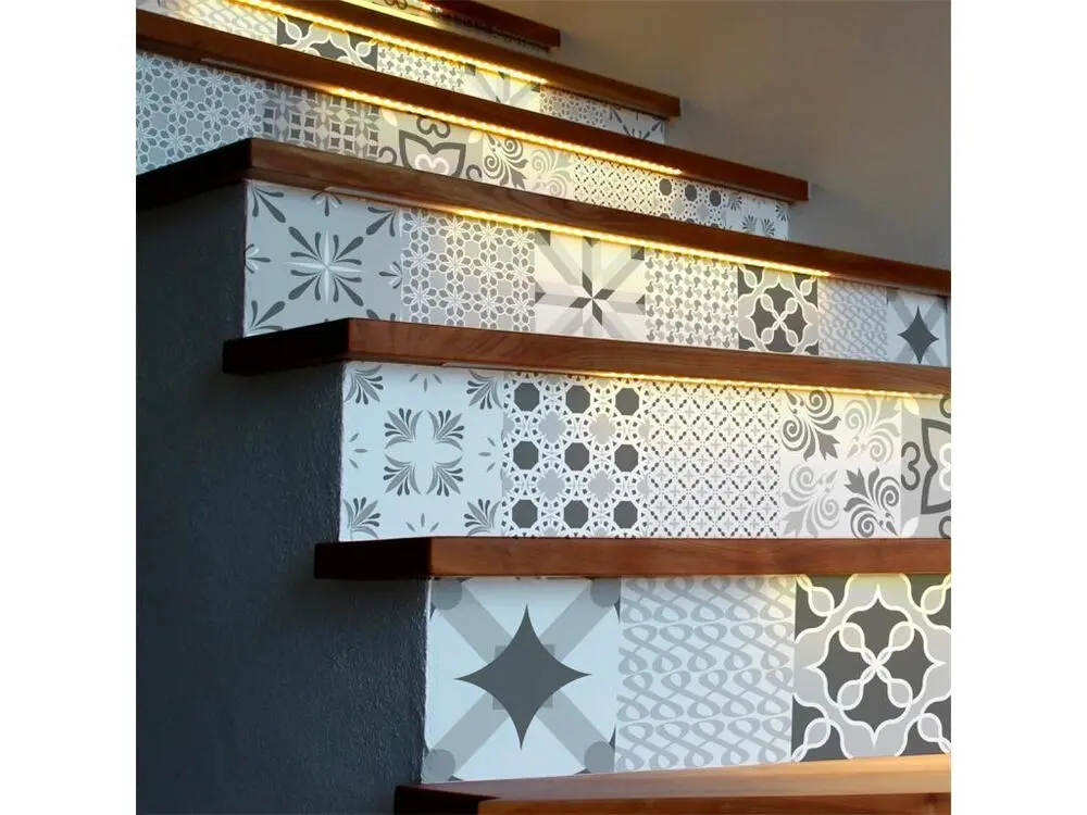 Stickers adhésifs escalier carrelages contremarche - NUANCE DE GRIS ROMANTIQUE - 25x87.5cm