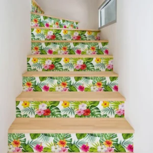 Stickers adhésifs escalier carrelages contremarche - TROPICAL HEIRANI - 25x87.5cm