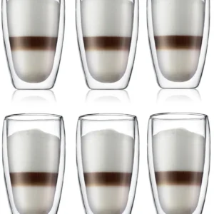 Verre à latte macchiato Bodum à doublement paroi Pavina - Valve brevetée - 450 ml - 6 pièces