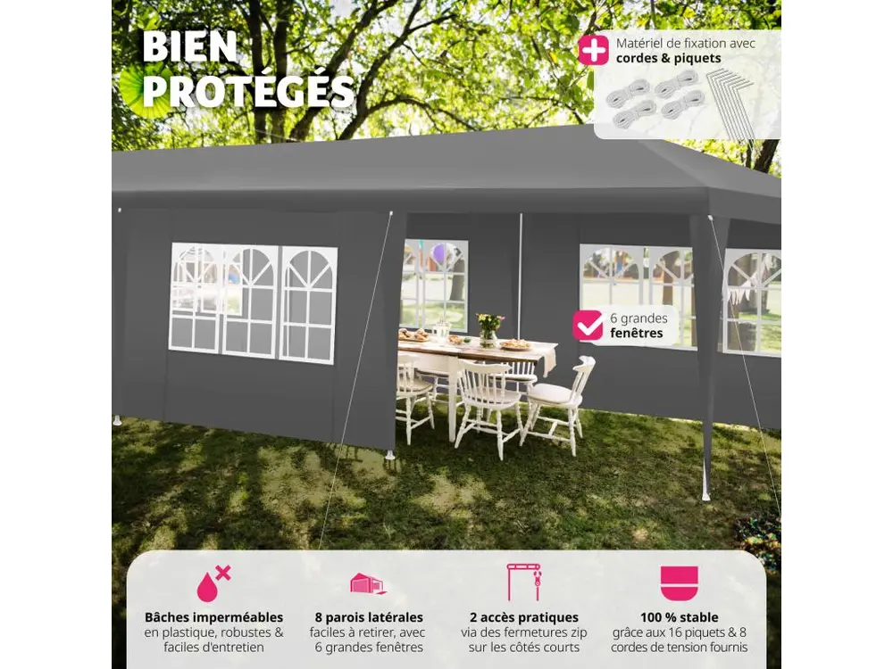Barnum Elasa 9x3m avec 8 éléments latéraux 9 x 3 m étanche