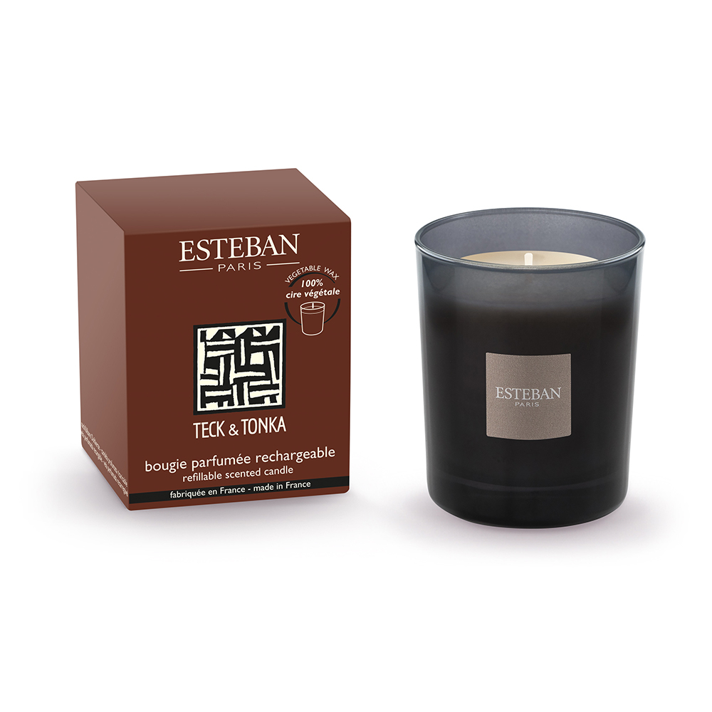 Bougie parfumée Initiale à autonomie renouvelable Tonka - 180g Esteban