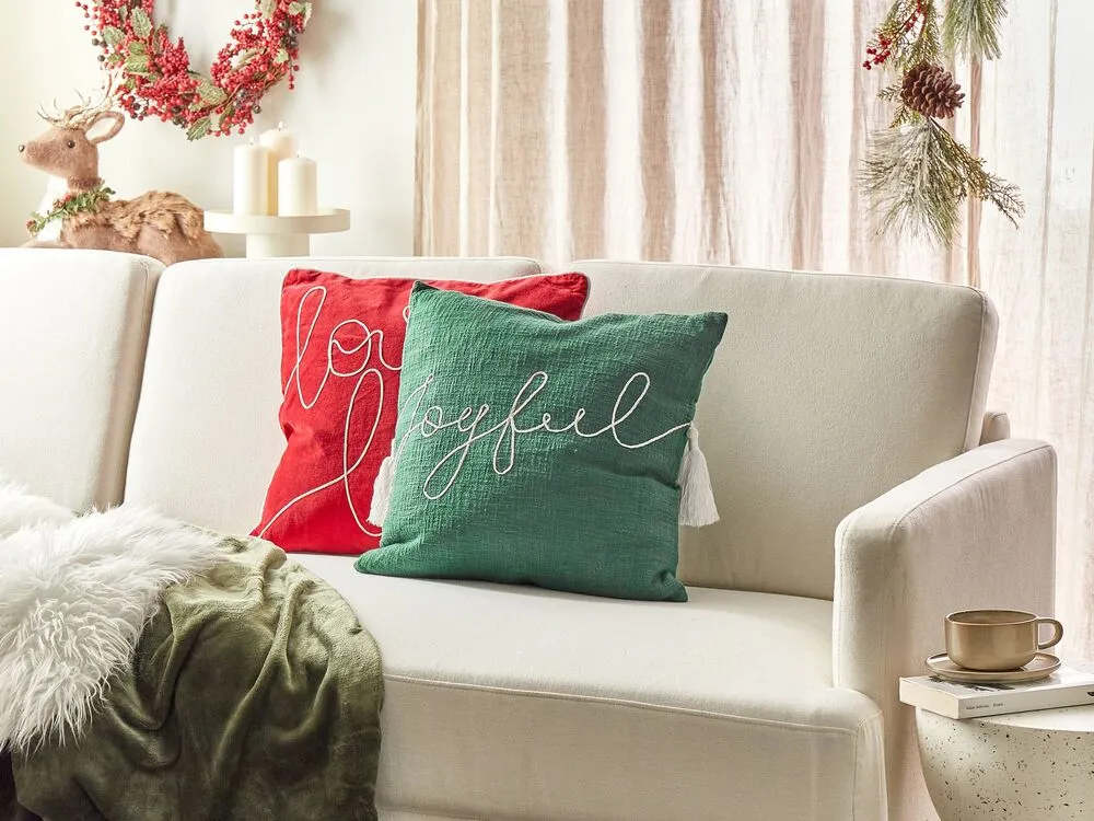 Coton lavé Cushion 45 x 45 cm Green ELETTARIA