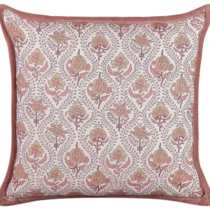 Cotton Cushion Flower Pattern 45 x 45 cm Red and Blanc pur PICEA