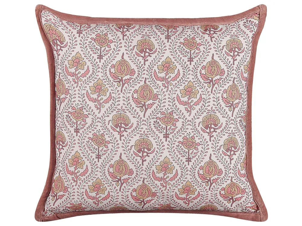 Cotton Cushion Flower Pattern 45 x 45 cm Red and Blanc pur PICEA
