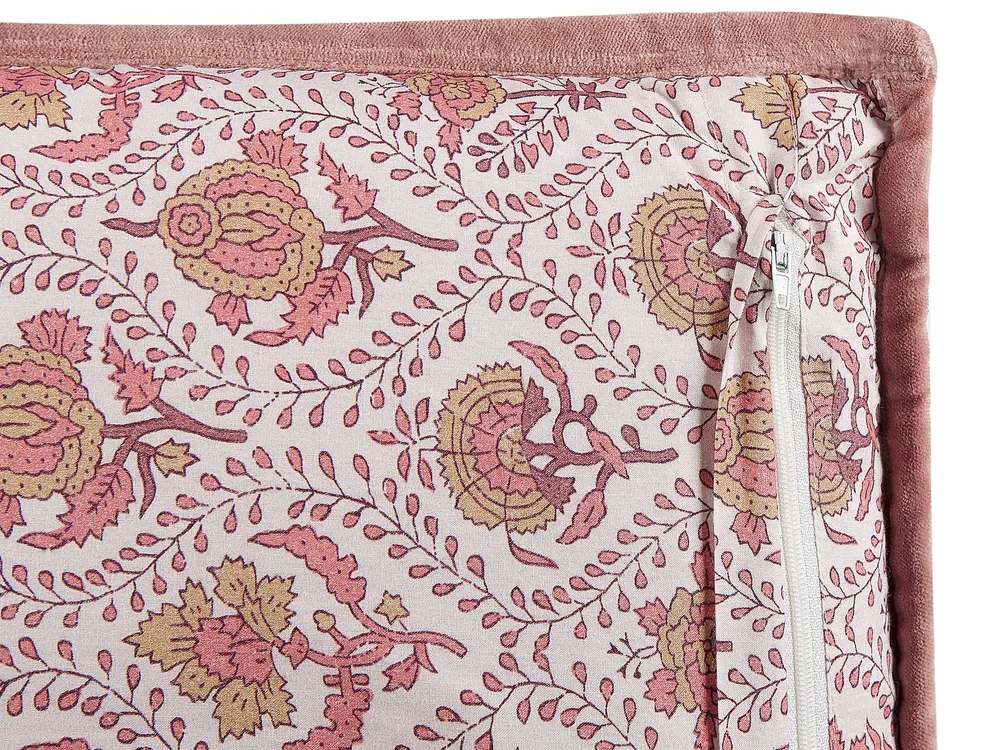 Cotton Cushion Flower Pattern 45 x 45 cm Red and Blanc pur PICEA