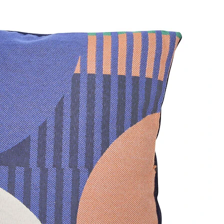 Coussin à motif géométrique en jacquard multicolore 38 x 58 cm