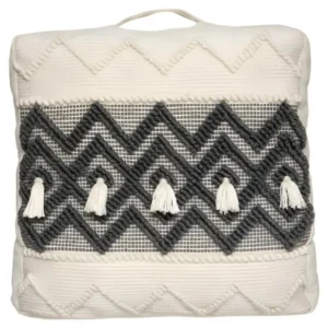 Coussin de sol recyclé "Row" 48 x 48 x 14 cm Atmosphéra - Couleur: Gris