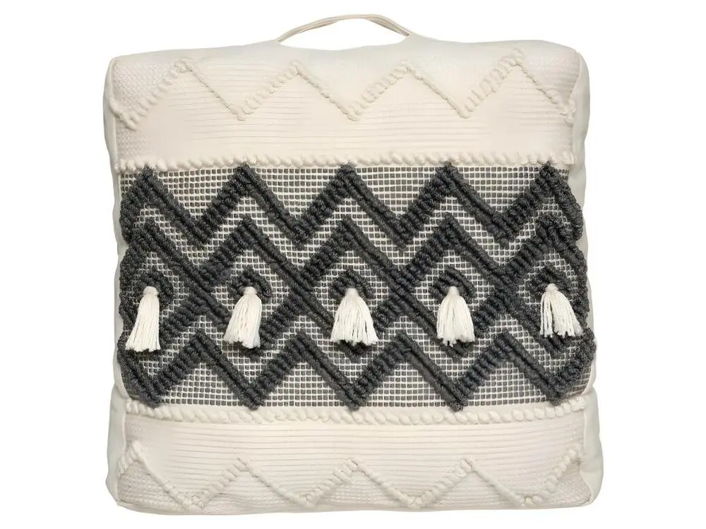 Coussin de sol recyclé "Row" 48 x 48 x 14 cm Atmosphéra - Couleur: Gris