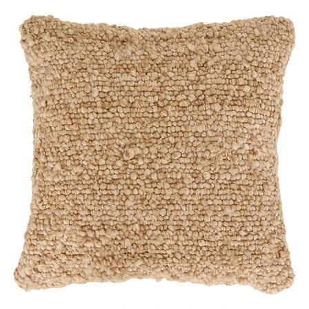 Coussin 45 x 45 cm tissu synthétique effet laine camel
