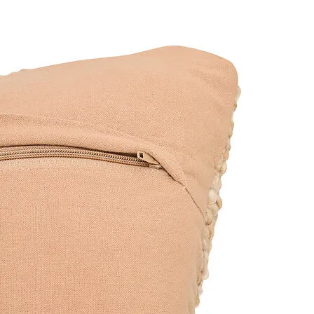 Coussin 45 x 45 cm tissu synthétique effet laine camel