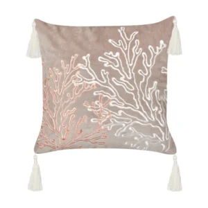 Coussin en velours à motif de corail taupe 45 x 45 cm MAZZAELLA