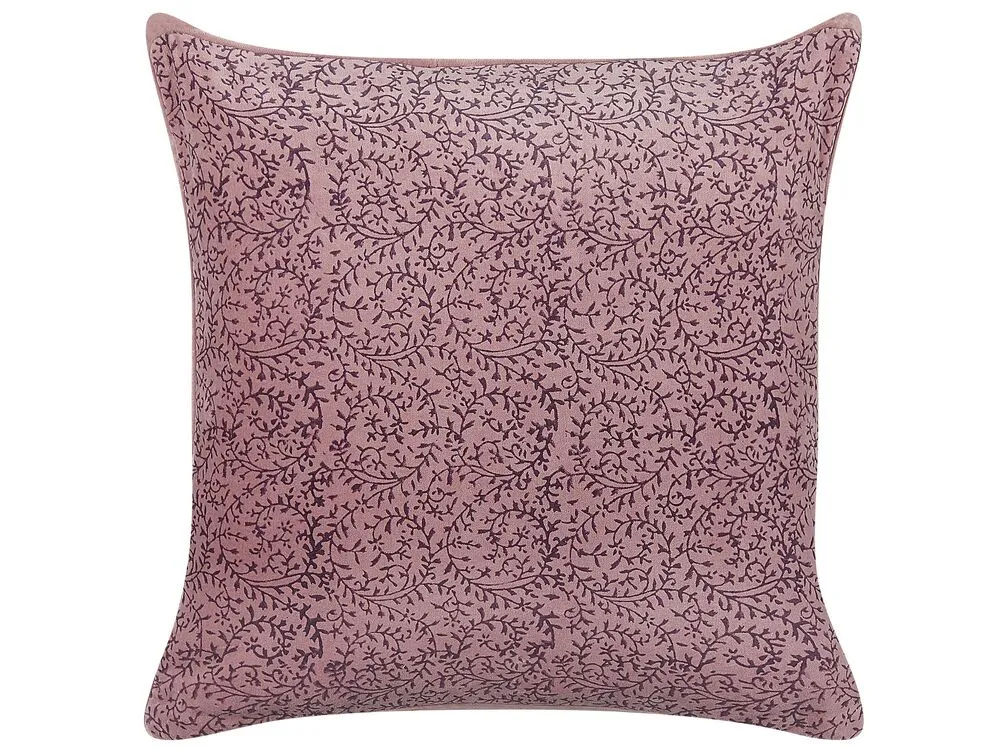 Coussin en velours à motif floral rose 45 x 45 cm ROMNEYA