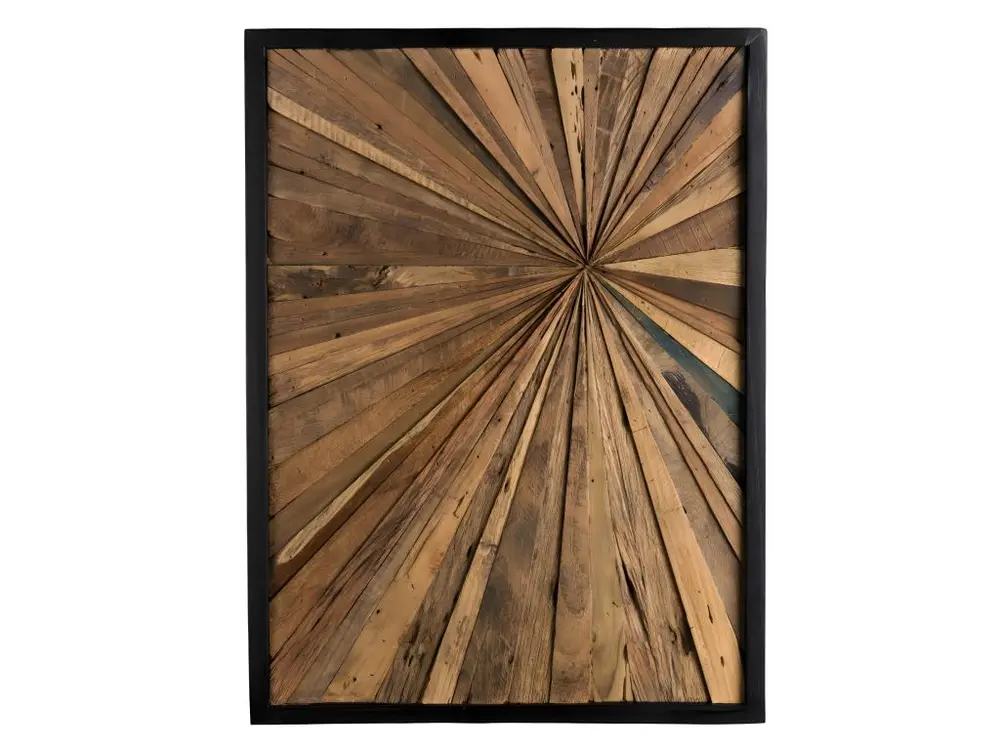 Décoration murale rectangulaire en teck recyclé naturel 60x80cm