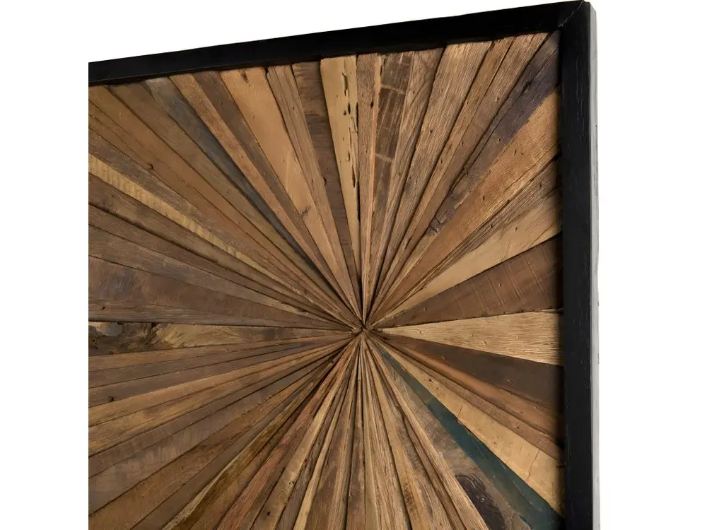 Décoration murale rectangulaire en teck recyclé naturel 60x80cm