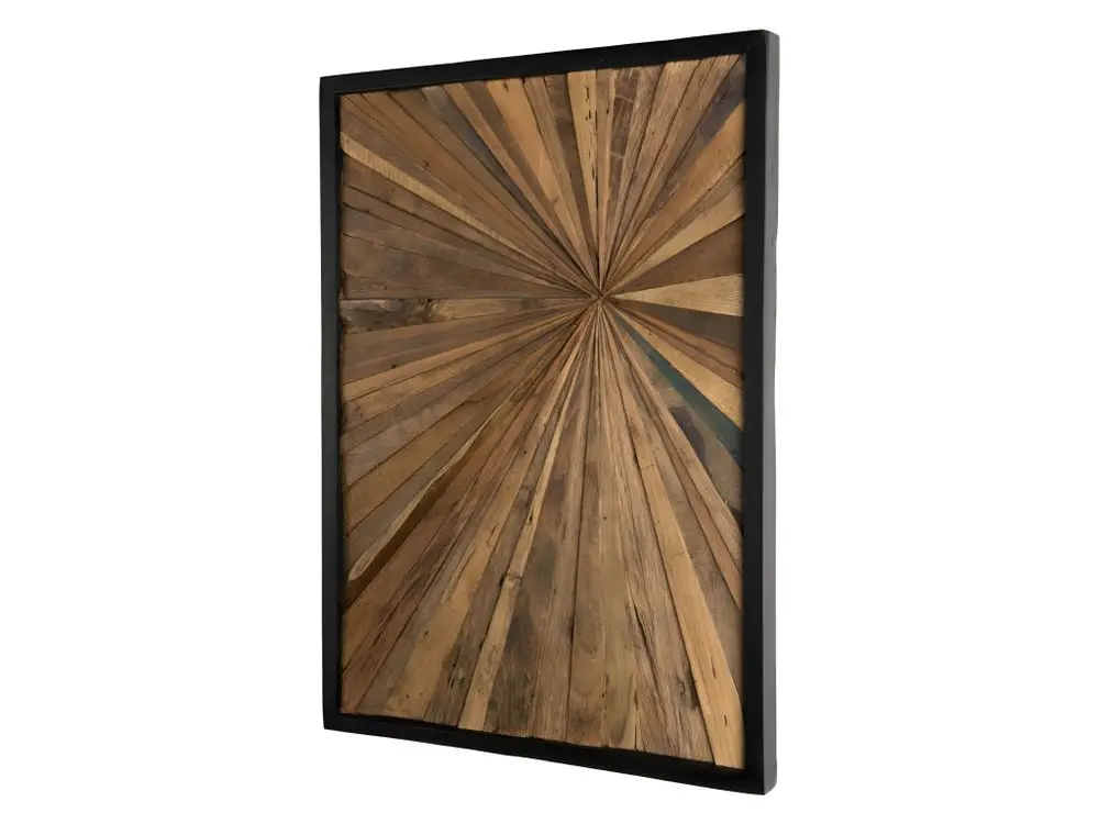 Décoration murale rectangulaire en teck recyclé naturel 60x80cm
