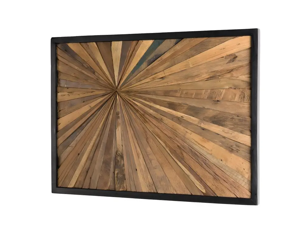 Décoration murale rectangulaire en teck recyclé naturel 60x80cm