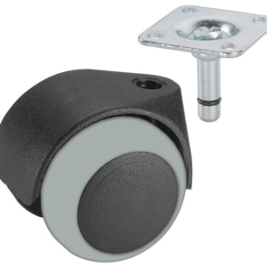 Double roulette Dörner + Helmer pour sols réceptifs avec plaque 38 x 38 mm TPE 40 mm capacité de charge 30 kg UE: 12 pièce...