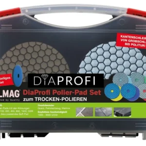 ELMAG DiaProfi tampon de polissage - SET Ø100mm granulométrie 50/100/200/400/800/1500/3000 avec plaque de maintien dans un...