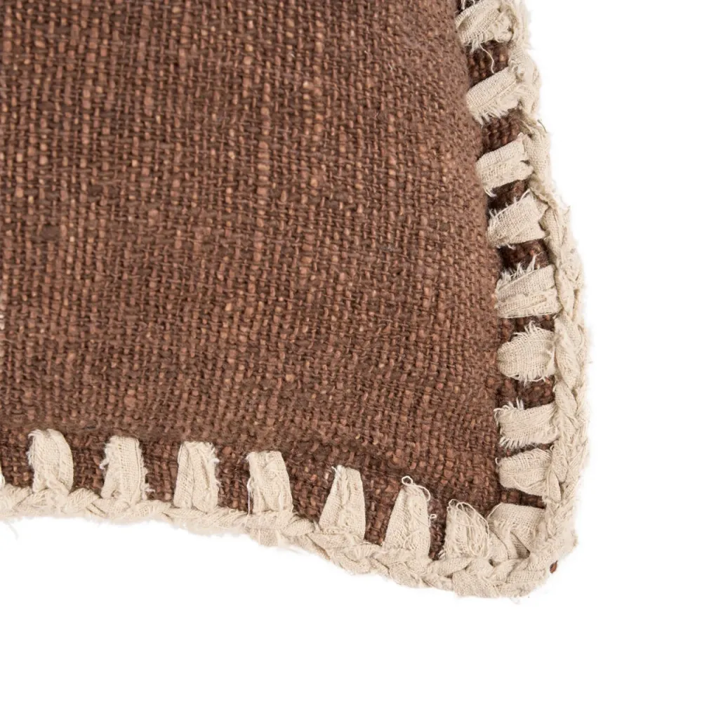 Espresso Edge Cushion Cover - Caramel White