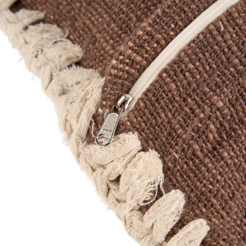 Espresso Edge Cushion Cover - Caramel White
