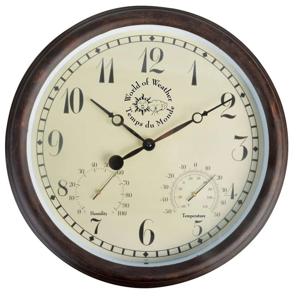 Esschert Design Horloge de station avec thermo-hygromètre 30,5cm TF008
