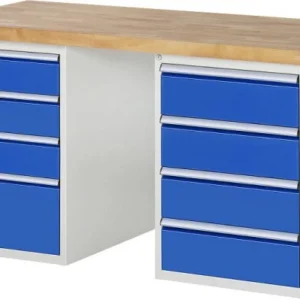 Etabli RAU série 7000 - conception modulaire 2x conteneurs de sous-structure (4x tiroirs) gauche et droite 1500x840x700 mm...