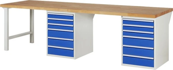 Etabli RAU série 7000 - conception modulaire 2 conteneurs de sous-structure (6x tiroirs) 3000x840x900 mm 03-7515A8-309B4S....