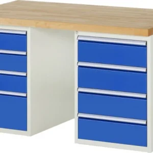 Etabli RAU série 7000 - conception modulaire 2x conteneurs de sous-structure (4x tiroirs) gauche et droite 1500x840x900 mm...
